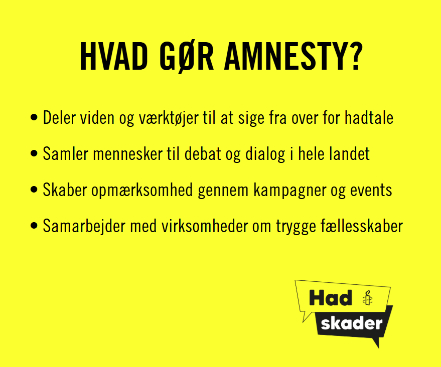 Hvad gør Amnesty for at bekæmpe hadtale?